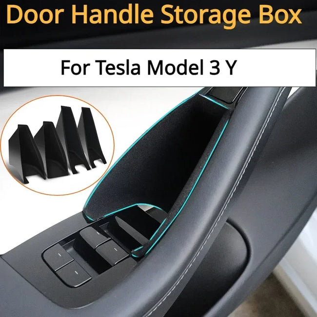 Door Handle Side Storage for Tesla Model 3 Y 2019-2023 Auto Armrest Box Tray Organizer Container Hidden Holder Car Accessories Main Image