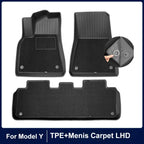 Floor Mats for Tesla Model Y Model 3 Double Layer 3D TPE Menis Carpet Velvet Waterproof Washable Two Layers Car Floor Pads 6PCS