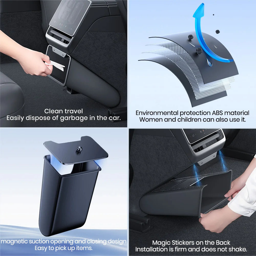 Tesla Model 3 Y Highland Rear Seat Trash Can Magnetic Storage Box Bin