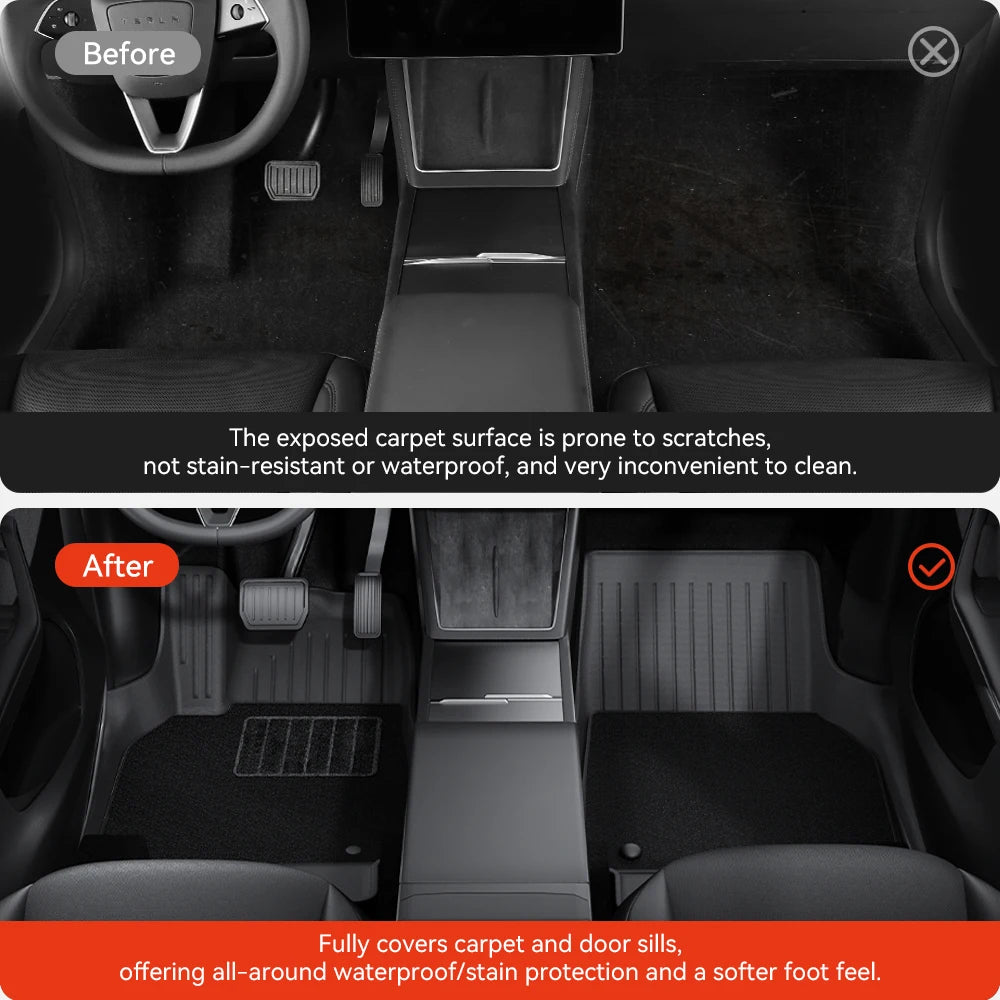 Tesla Model Y Juniper 2026 TPE Floor Mats with Door Sill Protection