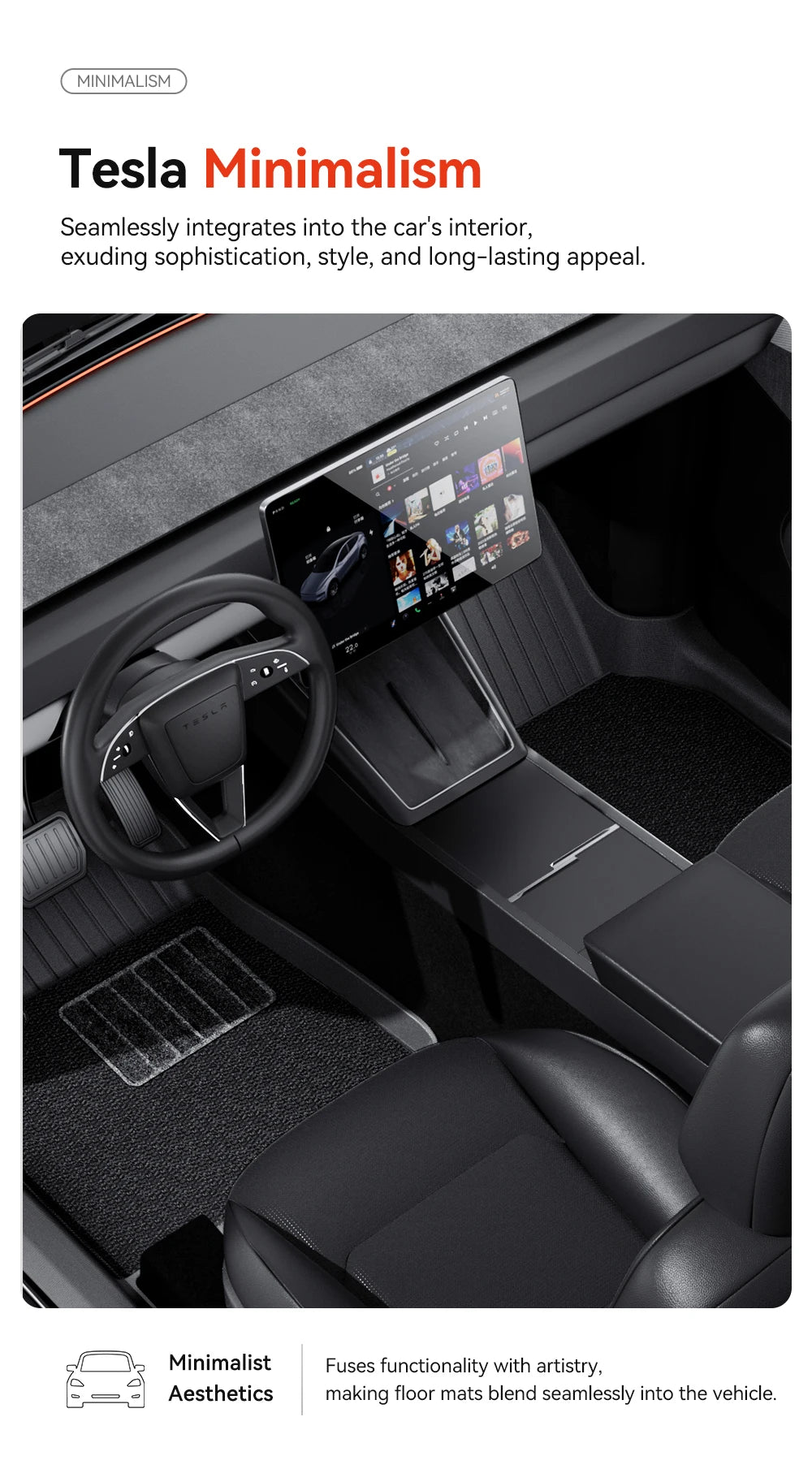 Tesla Model Y Juniper 2026 TPE Floor Mats with Door Sill Protection