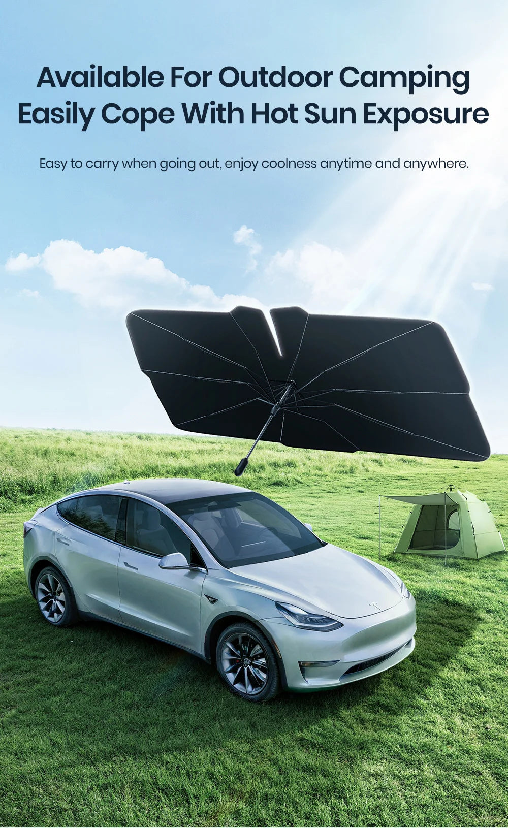 Tesla Model 3 Y Windshield Sunshade 360° Rotatable UV Ray Protector
