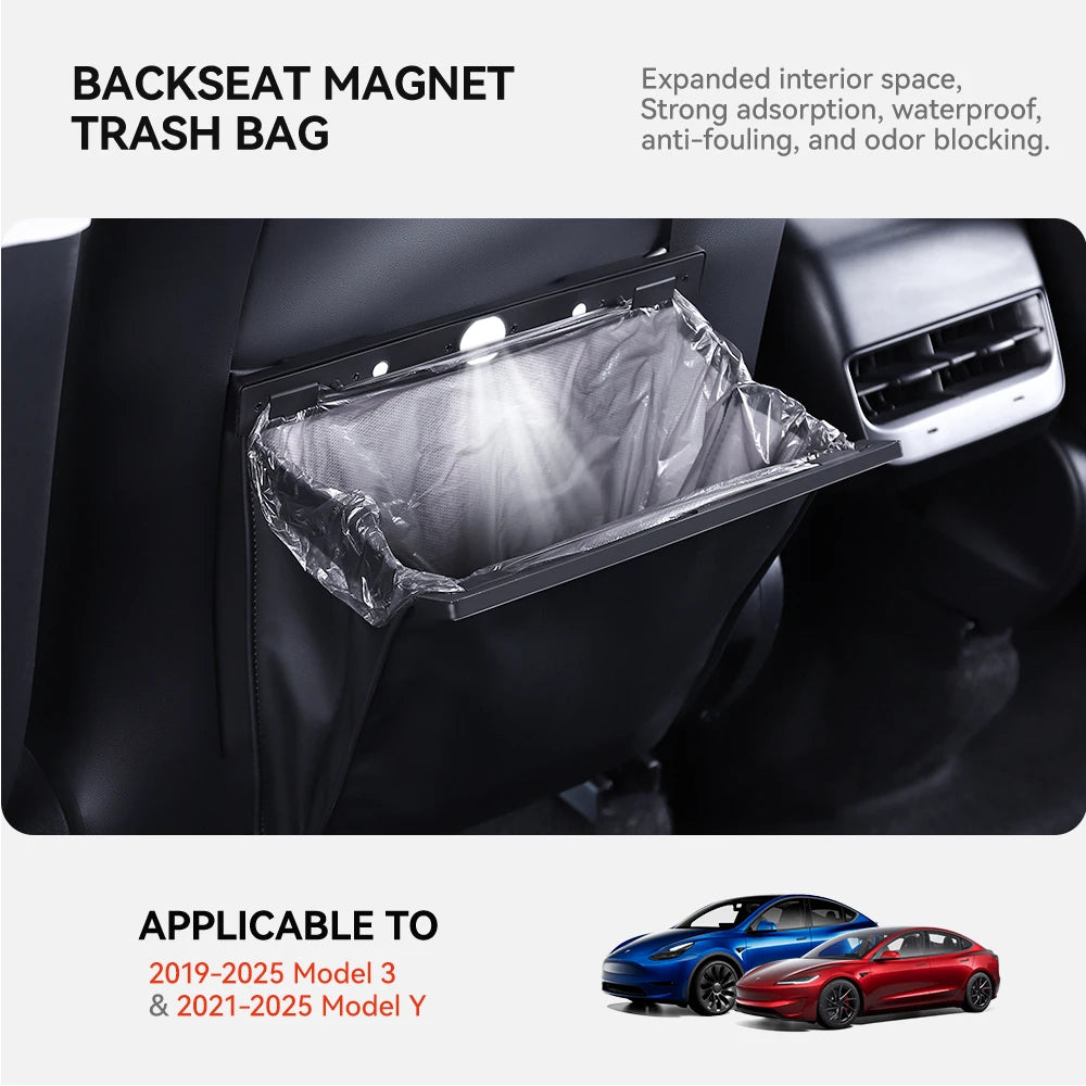 Tesla Model 3 Y Highland Rear Seat Back Trash Can Storage Bag