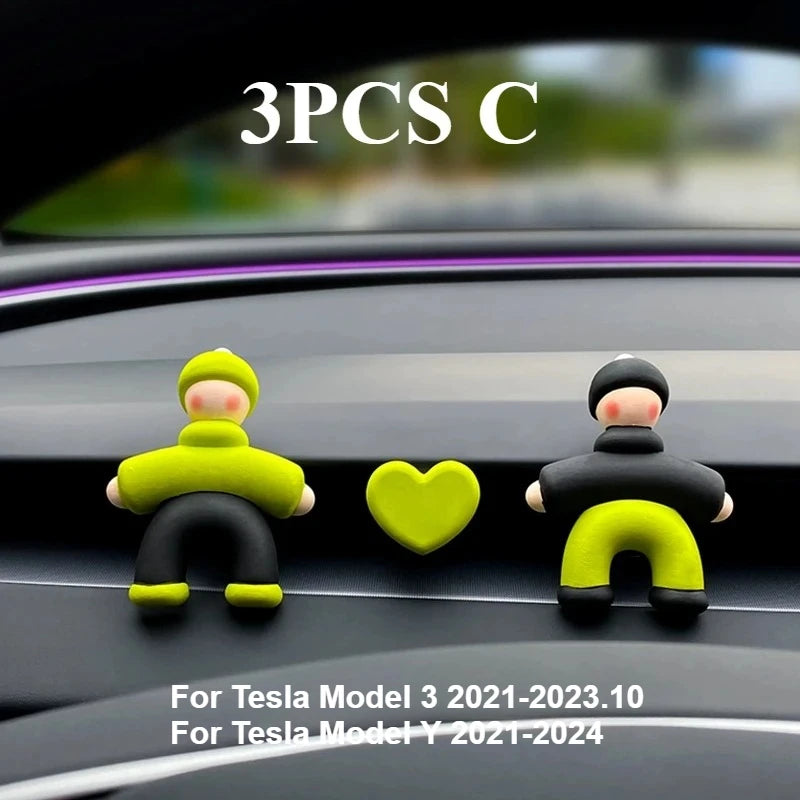 Lovely People Shaped Clips for Tesla Model3/Y Women's Air Outlet Perfume Clip Auto Air Freshener Clip Scent Aroma Accessories