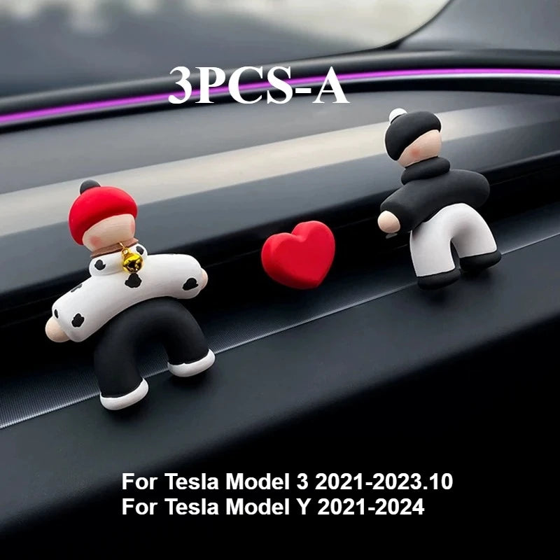 Lovely People Shaped Clips for Tesla Model3/Y Women's Air Outlet Perfume Clip Auto Air Freshener Clip Scent Aroma Accessories