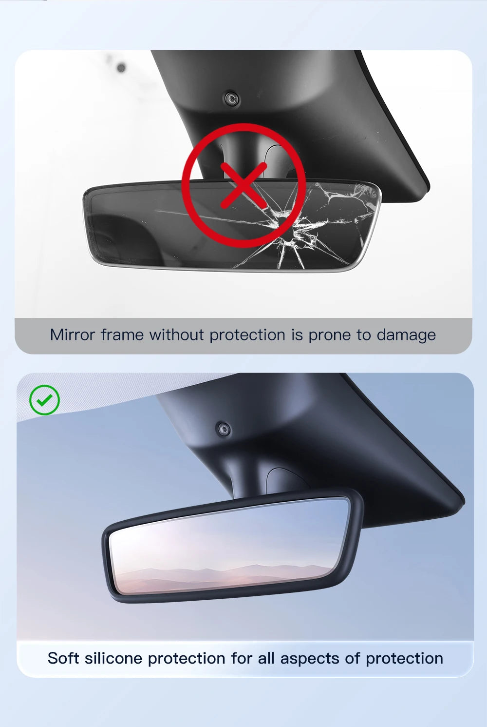 Tesarca Silicone Rear View Mirror Frame for Tesla Model 3 Y（2019-2026）