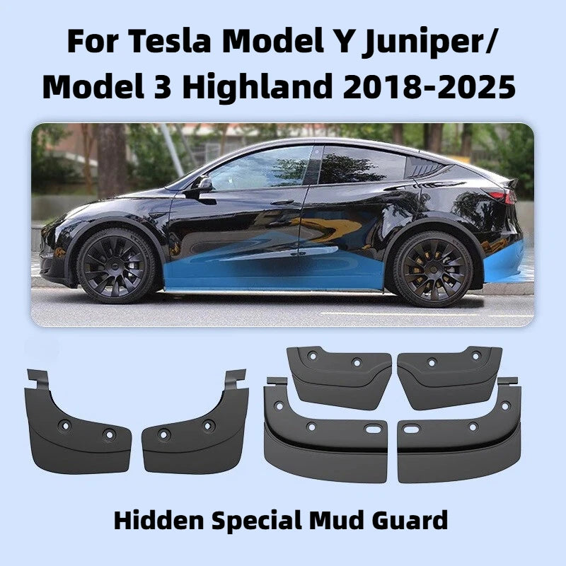 Hidden Special Mud Guard Fender for Tesla Model Y/3/3+ Highland 2025 Front and Rear Wheel Sand Shield Modification Accessories