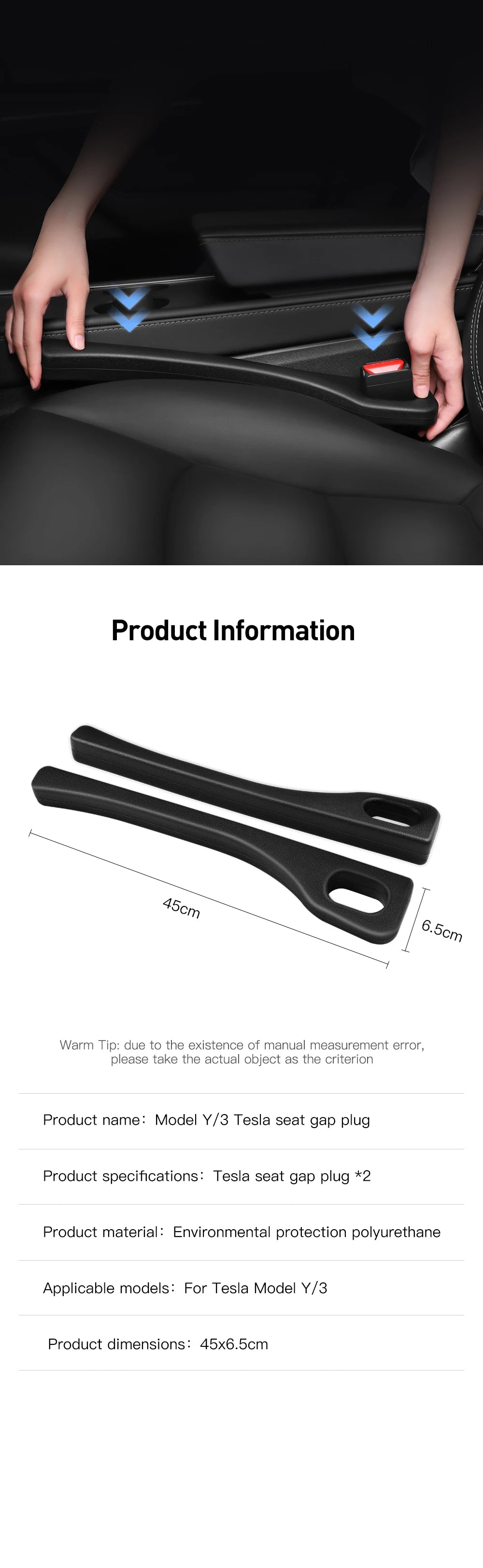 Tesarca Seat Gap Filler for Tesla Model 3 & Y Accessories