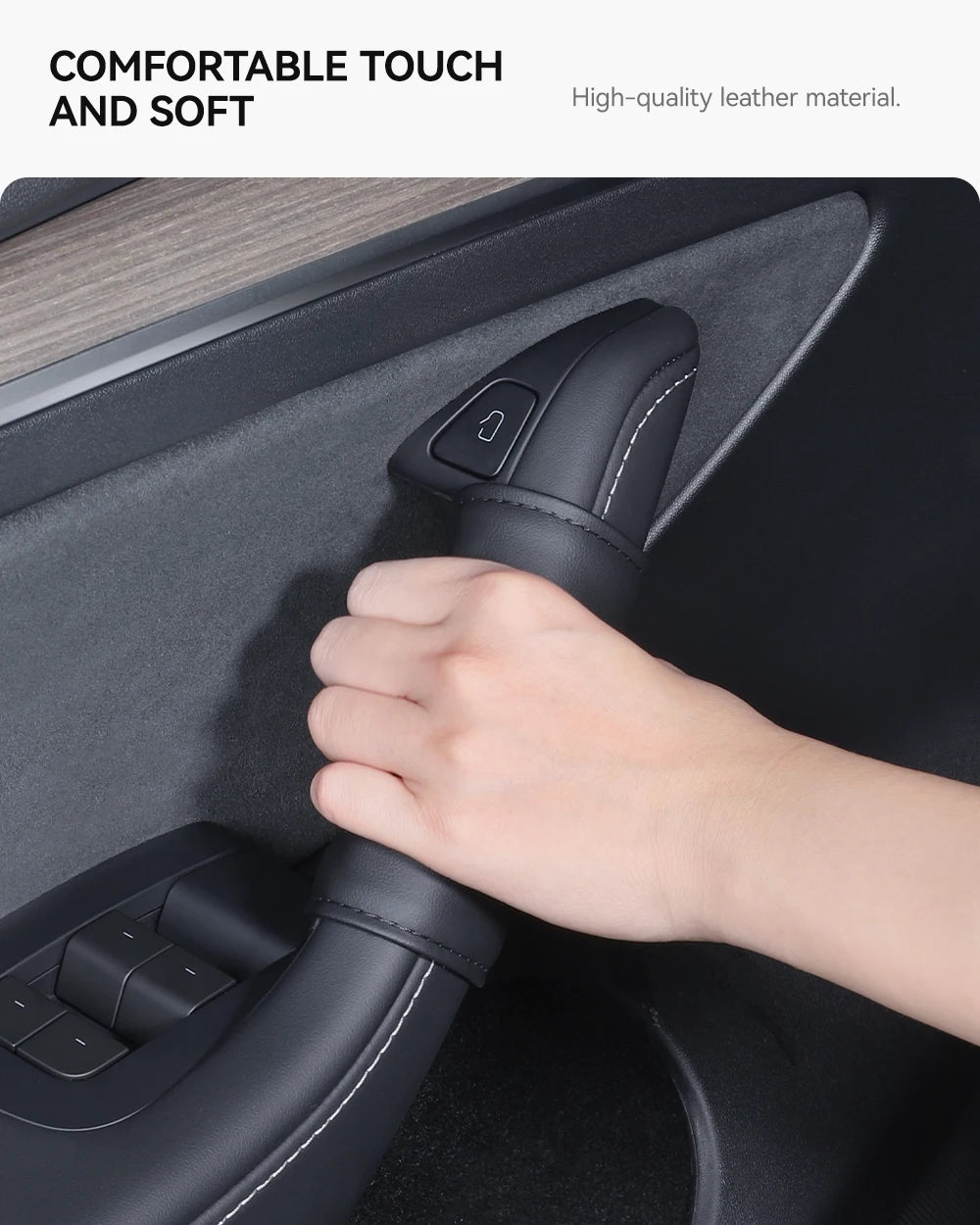 Tesla Model 3 Y Nappa Leather Interior Door Handle Protector 2021-2026