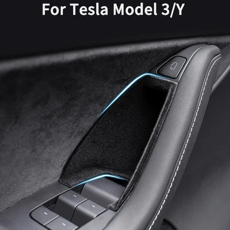 Door Handle Side Storage for Tesla Model 3 Y 2019-2023 Auto Armrest Box Tray Organizer Container Hidden Holder Car Accessories