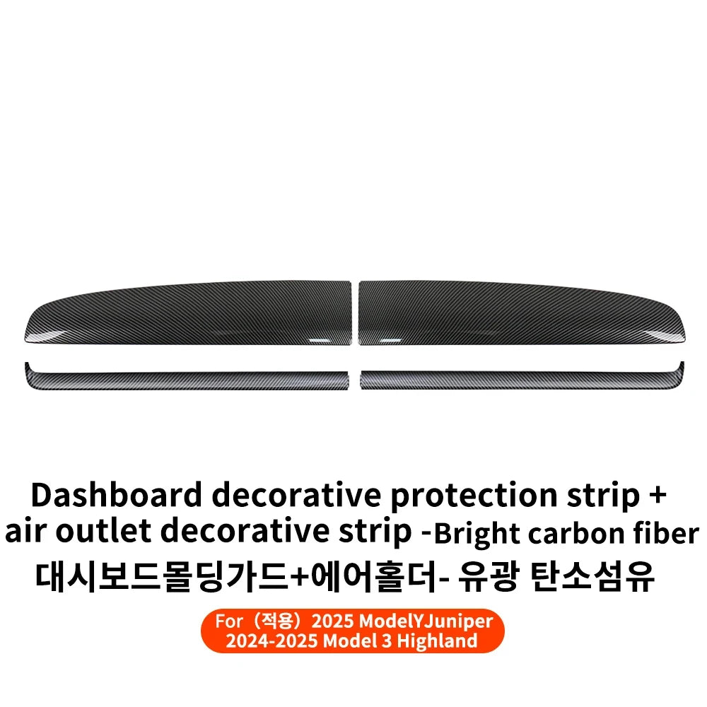 Tesla Model 3 Highland Model Y Dashboard Trim Carbon Fiber Cover Strip
