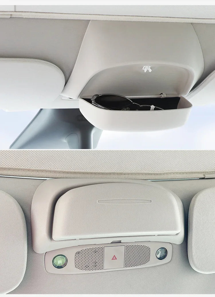 Car Glasses Case for Tesla Model Y Model 3 Highland 2017-2024+ Car Roof Sunglasses Storage Box Clip Roof Interior Accessories