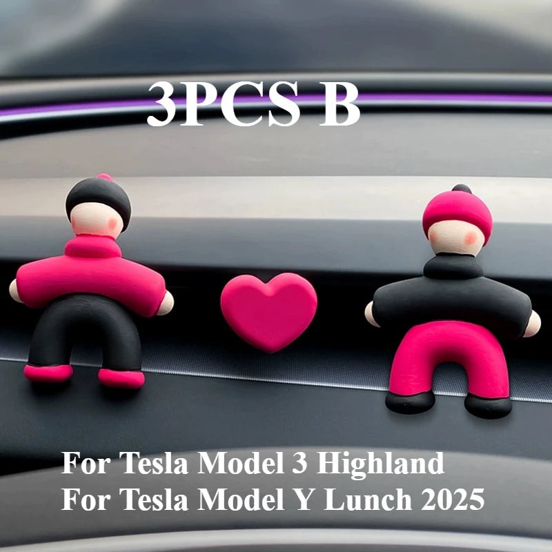 Lovely People Shaped Clips for Tesla Model3/Y Women's Air Outlet Perfume Clip Auto Air Freshener Clip Scent Aroma Accessories