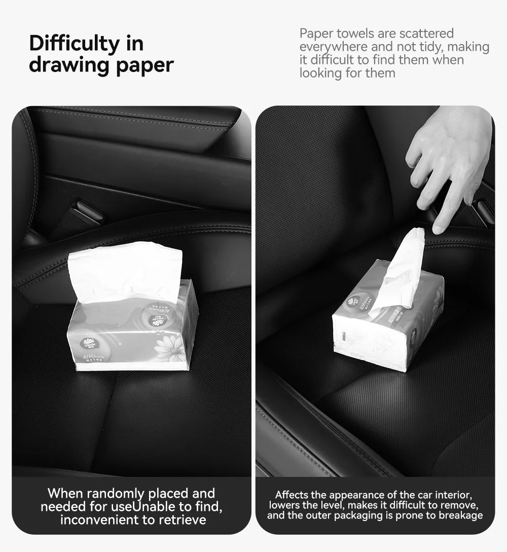 Tesla Model 3 Y Hanging Leather Tissue Box Armrest Holder Bag