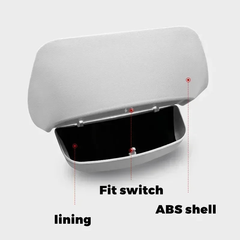 Car Glasses Case for Tesla Model Y Model 3 Highland 2017-2024+ Car Roof Sunglasses Storage Box Clip Roof Interior Accessories