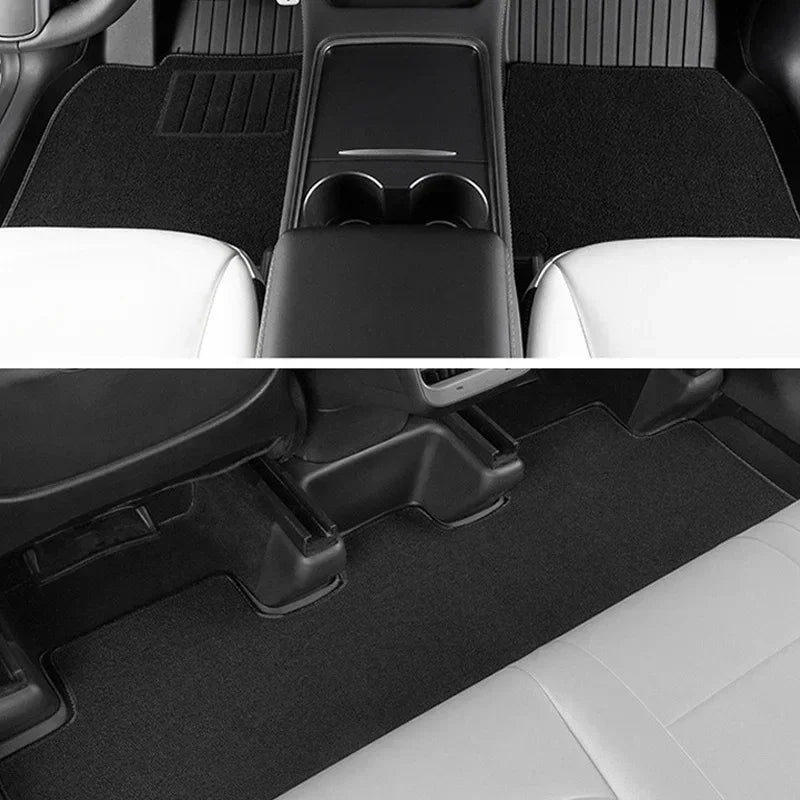 Floor Mats for Tesla Model Y Model 3 Double Layer 3D TPE Menis Carpet Velvet Waterproof Washable Two Layers Car Floor Pads 6PCS