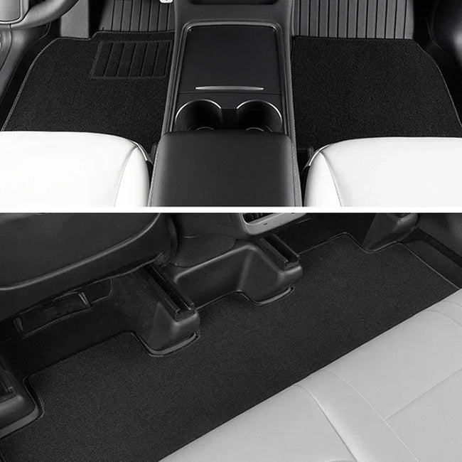 Floor Mats for Tesla Model Y Model 3 Double Layer 3D TPE Menis Carpet Velvet Waterproof Washable Two Layers Car Floor Pads 6PCS Main Image