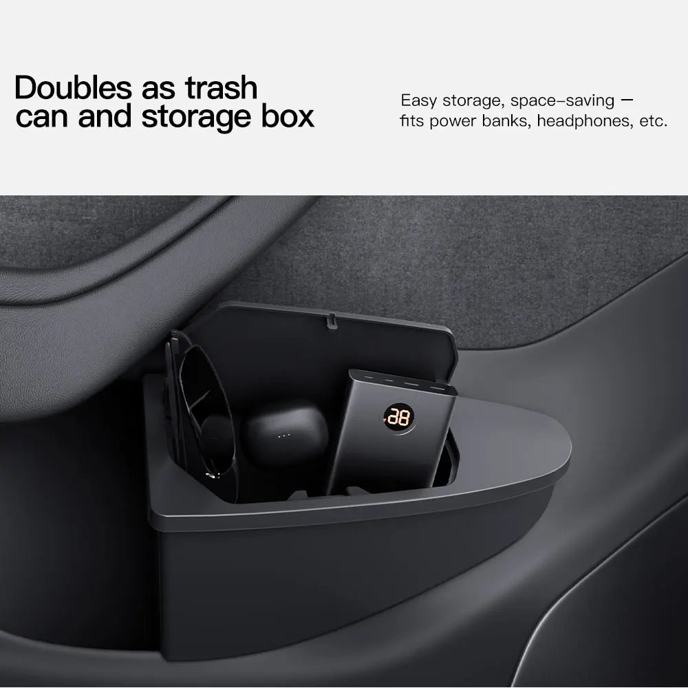 Front Door Storage Trash Can for Tesla Model Y Juniper 2025 Car Door Storage Box Multi Functional Storage Box Car Accessories