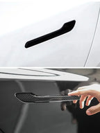 4Pcs/Set ABS Carbon Fiber Car Door Handle Wrap Cover Stickers Accessorie For Tesla Model Y Launch 2025 Model 3/Y/3 Highland 2024