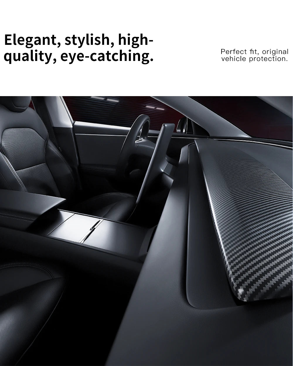 Tesla Model 3 Highland Model Y Dashboard Trim Carbon Fiber Cover Strip