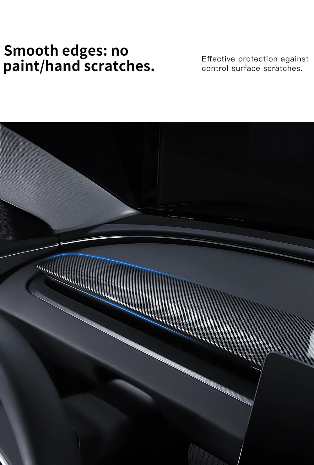 Tesla Model 3 Highland Model Y Dashboard Trim Carbon Fiber Cover Strip