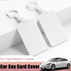 Tesla Model Y Launch/Juniper 2025 Car Key Card Protector Cover White Silicone Key Case Interior Accessory Key Card Holder
