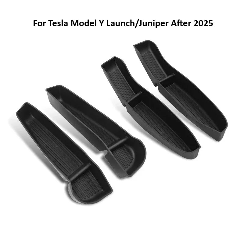 4Pcs Door Tray Organizer for Tesla Model Y Juniper Model 3 2017-2025+ Accessories Door Slot Tray Organizer Door Side Storage Box