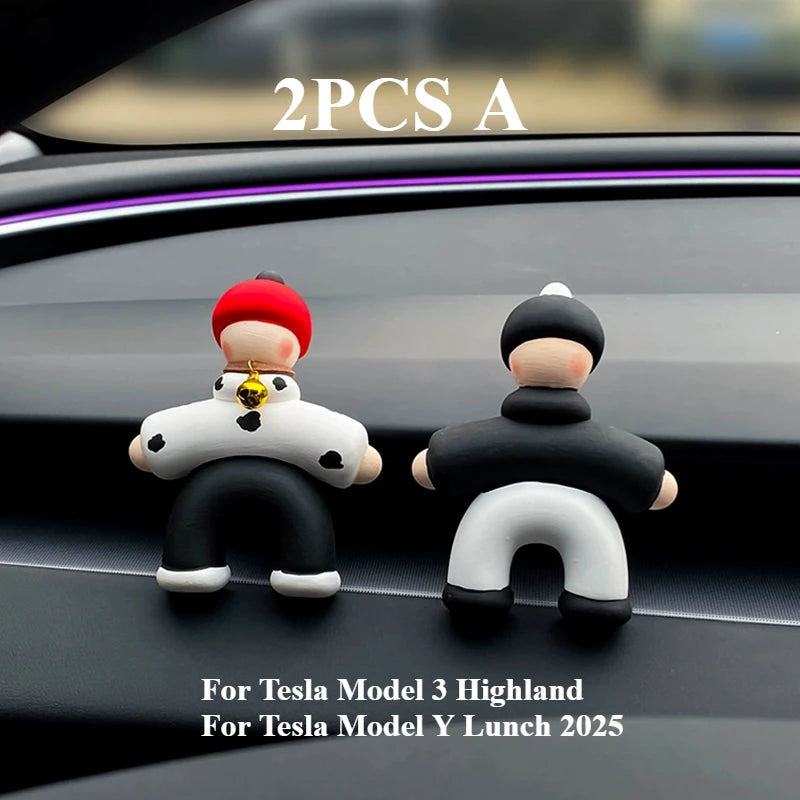 Lovely People Shaped Clips for Tesla Model3/Y Women's Air Outlet Perfume Clip Auto Air Freshener Clip Scent Aroma Accessories
