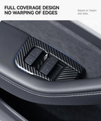 Tesla Model 3 Y Carbon Fiber Interior Door Button & Window Switch Trim