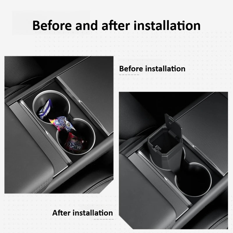 Center Storage Box Organizer Case for Tesla Model 3/Y/X/S Juniper Series Side Door Trash Can Garbage Can Trash Bin with Cover