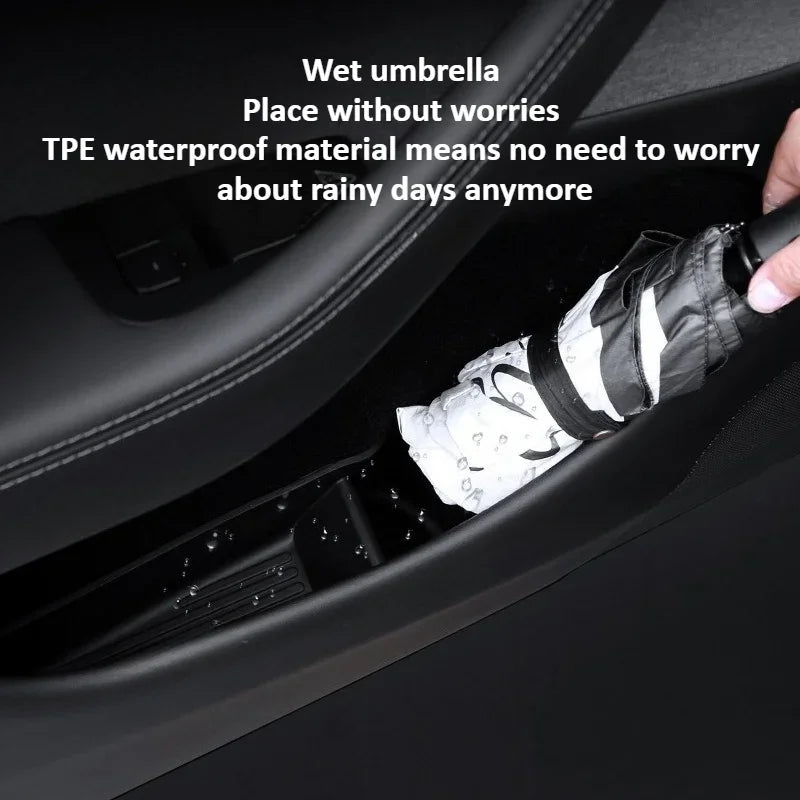 4Pcs Door Tray Organizer for Tesla Model Y Juniper Model 3 2017-2025+ Accessories Door Slot Tray Organizer Door Side Storage Box