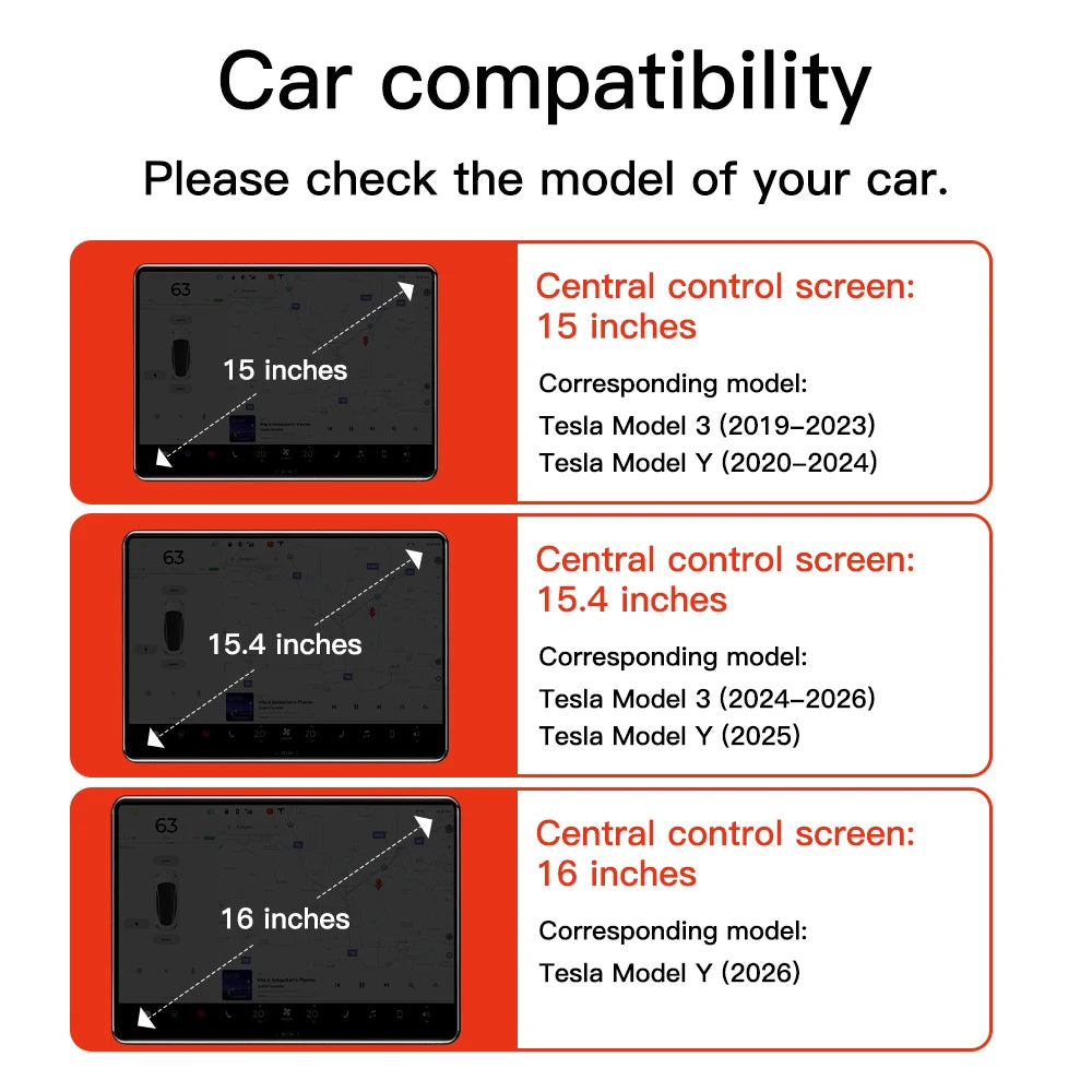Universal Tesla Screen Protector for Model 3/Y (2024-2026) | All Generations Incl. Highland & Juniper