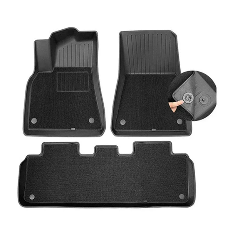 Floor Mats for Tesla Model Y Model 3 Double Layer 3D TPE Menis Carpet Velvet Waterproof Washable Two Layers Car Floor Pads 6PCS