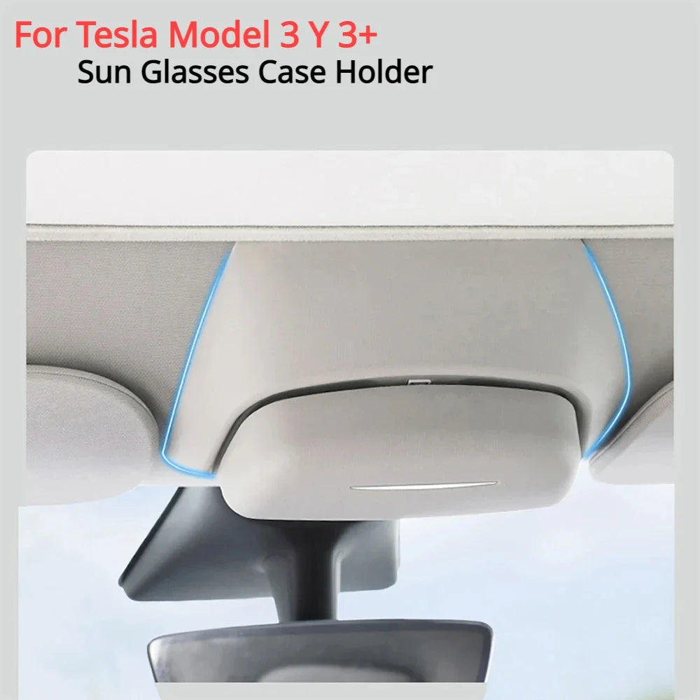 Car Glasses Case for Tesla Model Y Model 3 Highland 2017-2024+ Car Roof Sunglasses Storage Box Clip Roof Interior Accessories