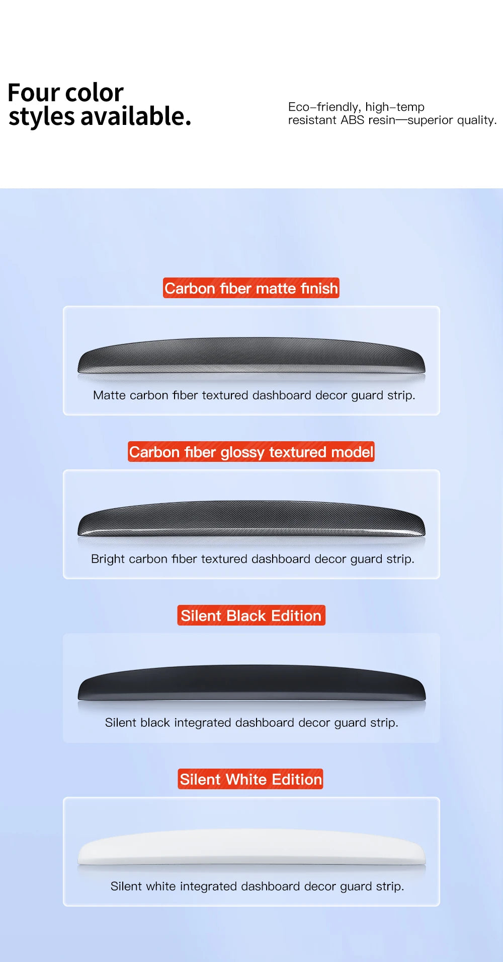 Tesla Model 3 Highland Model Y Dashboard Trim Carbon Fiber Cover Strip