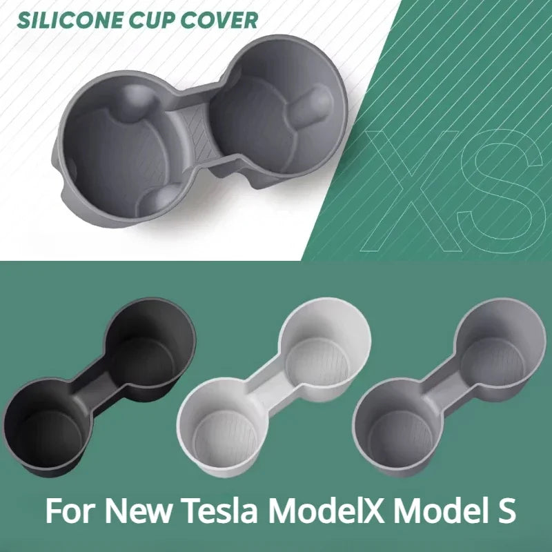 Tesla Model X Model S 2023-2025 Storage Beverage Cup Holder Cup Stopper Holder Center Console Cover Interior Accessories