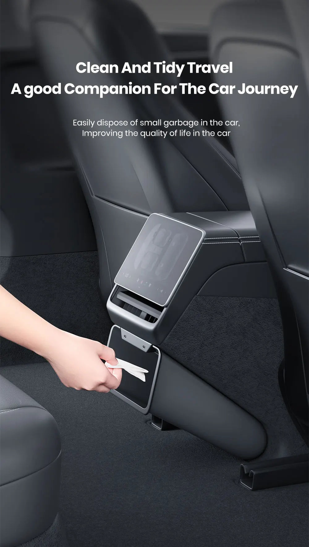 Tesla Model 3 Y Highland Rear Seat Trash Can Magnetic Storage Box Bin