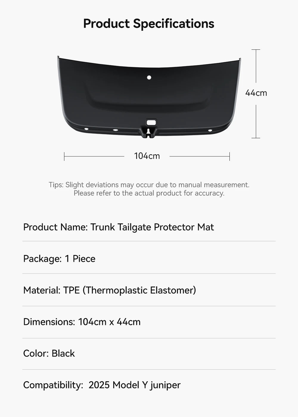 2025-2026 Tesla Model Y Juniper Trunk Tailgate Protector Mat | TPE Pad