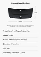 2025-2026 Tesla Model Y Juniper Trunk Tailgate Protector Mat | TPE Pad
