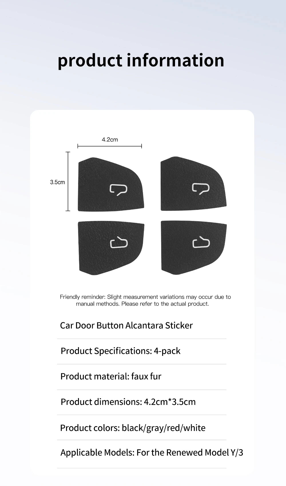 Tesarca Suede Door Button Cover for Tesla Model 3 Y Highland Juniper