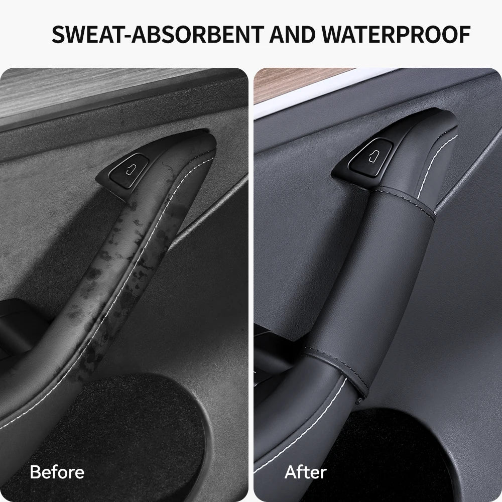 Tesla Model 3 Y Nappa Leather Interior Door Handle Protector 2021-2026