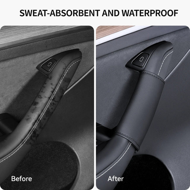 Tesla Model 3 Y Nappa Leather Interior Door Handle Protector 2021-2026 Main Image