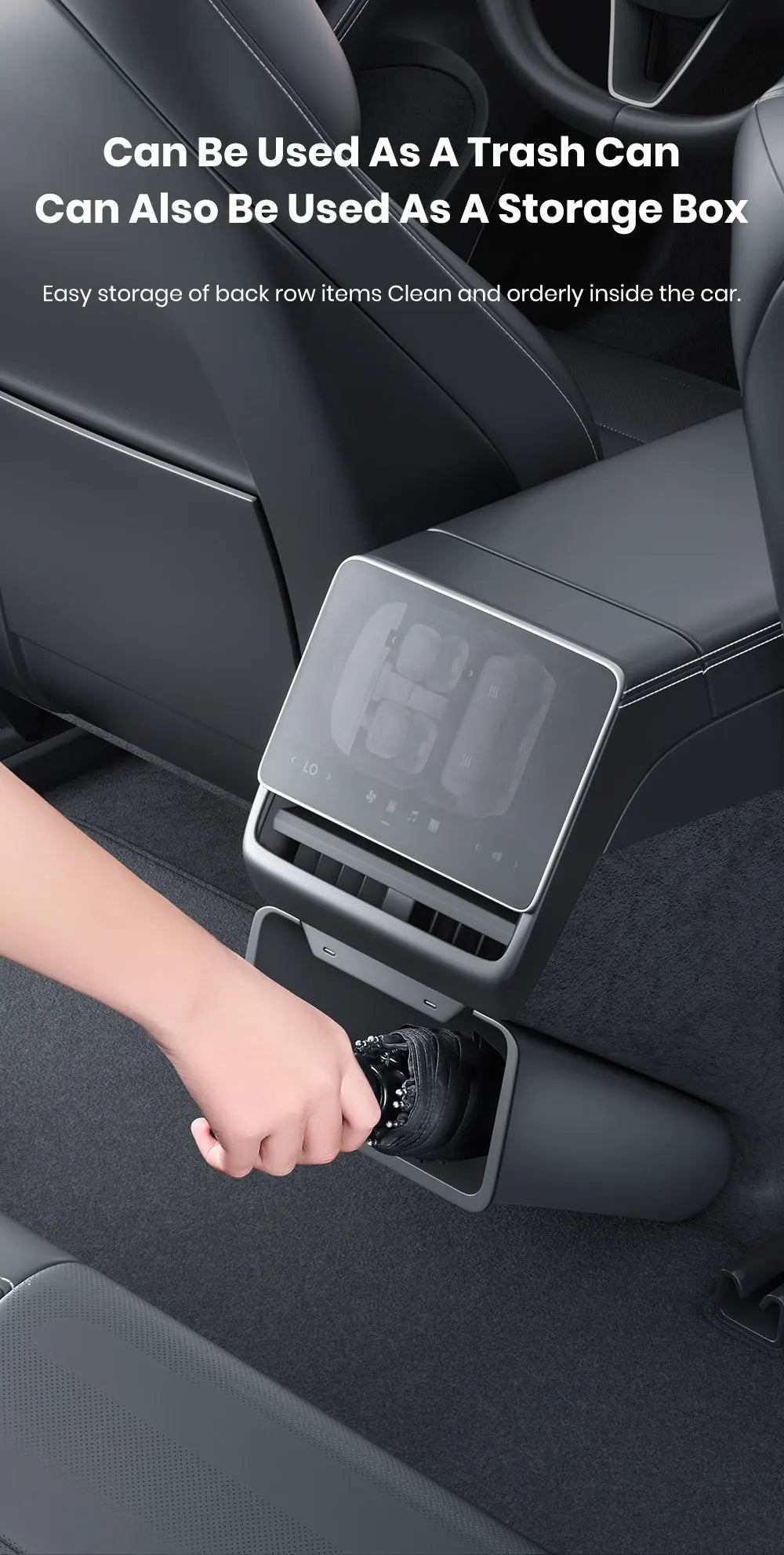 Tesla Model 3 Y Highland Rear Seat Trash Can Magnetic Storage Box Bin