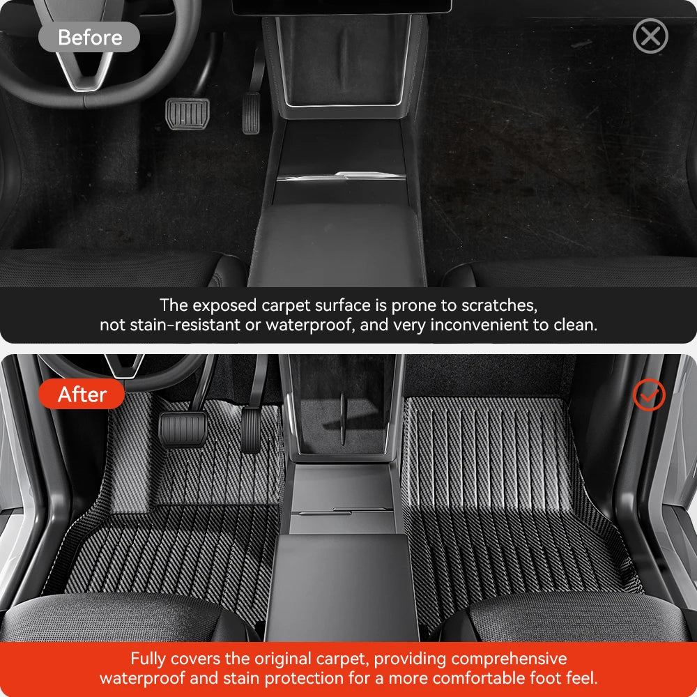 Tesla Model Y Juniper 2026 Carbon Fiber TPE Floor Mats & Trunk Liners
