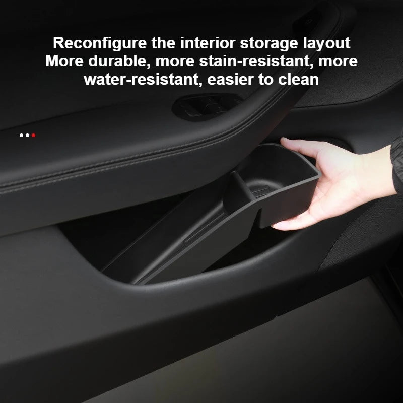 4Pcs Door Tray Organizer for Tesla Model Y Juniper Model 3 2017-2025+ Accessories Door Slot Tray Organizer Door Side Storage Box