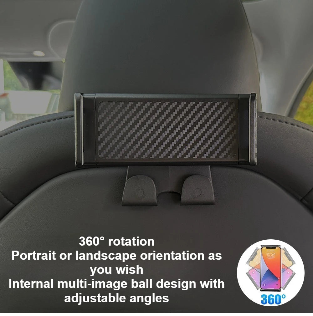 Back Seat Phone Mount Hook for Tesla Model 3 Y Juniper 2025+ Headrest Tablet Holder 360° Stand Organizer Hooks Car Accessories