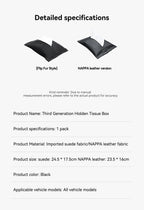 Tesla Model 3 Y Hanging Leather Tissue Box Armrest Holder Bag
