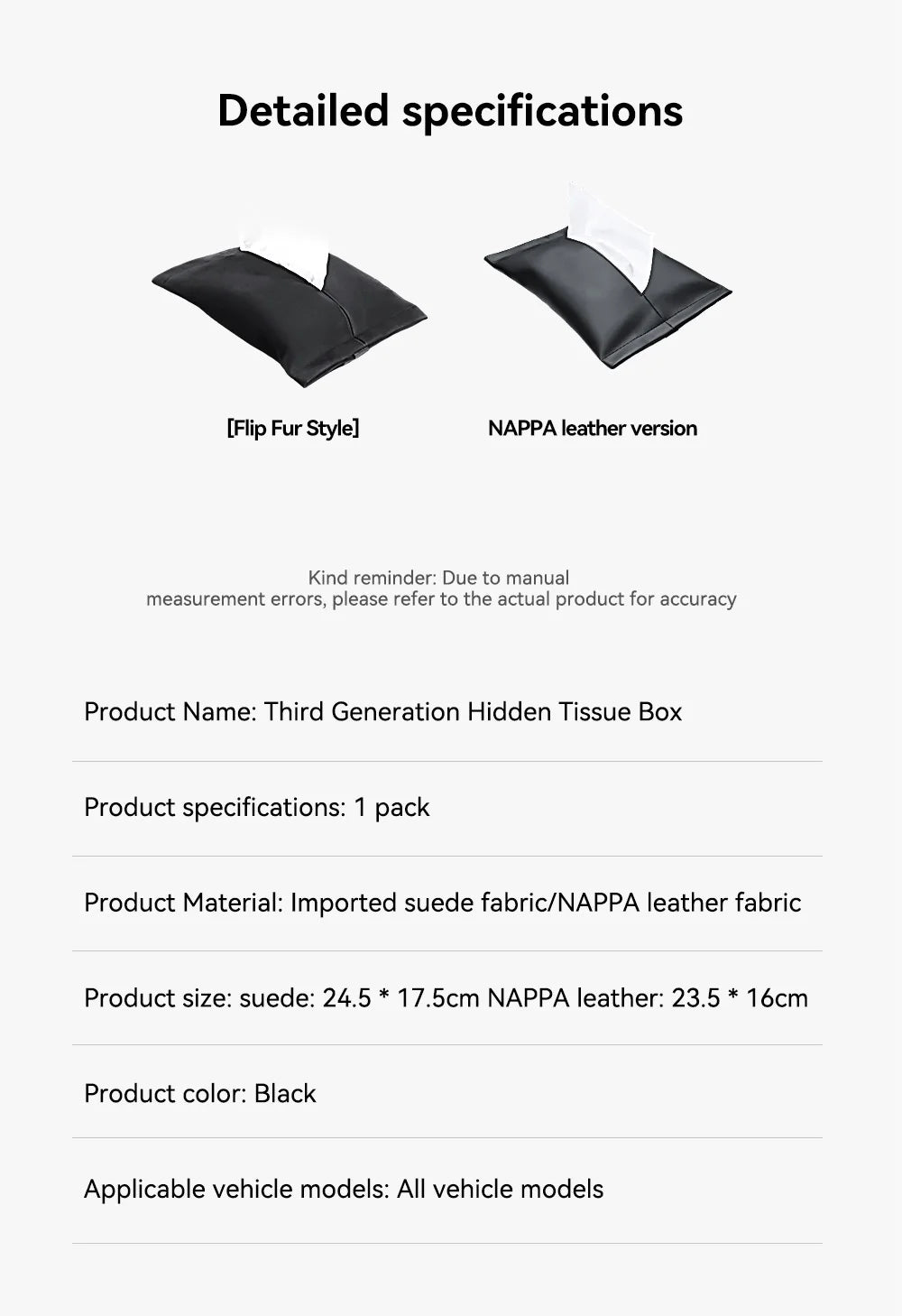 Tesla Model 3 Y Hanging Leather Tissue Box Armrest Holder Bag