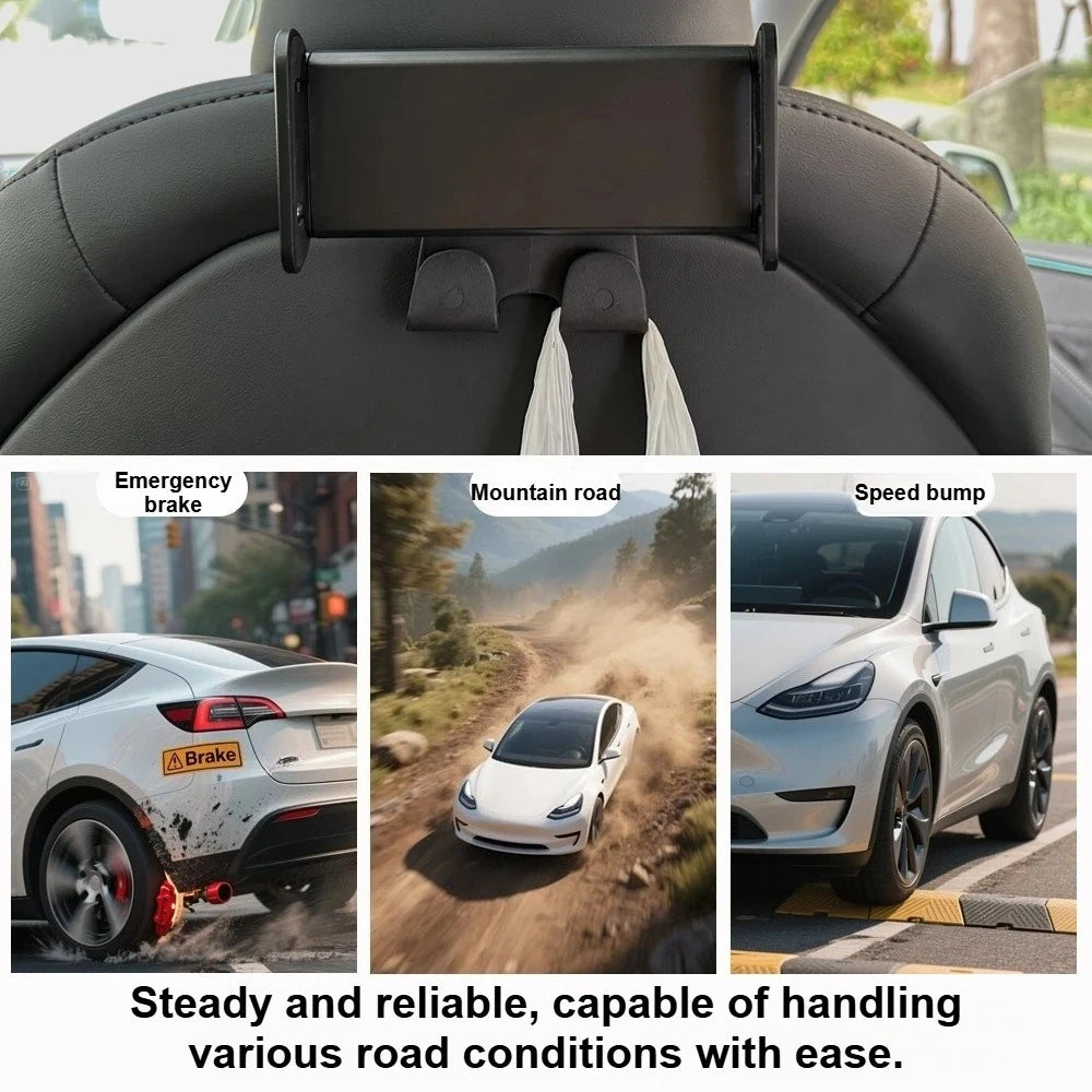 Back Seat Phone Mount Hook for Tesla Model 3 Y Juniper 2025+ Headrest Tablet Holder 360° Stand Organizer Hooks Car Accessories