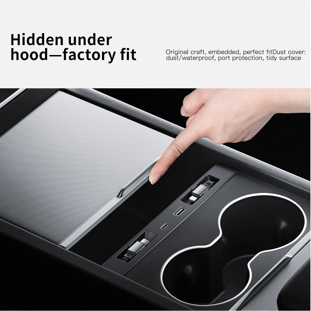 45W Hidden GaN USB Hub for Tesla Model 3 Highland & Model Y Juniper